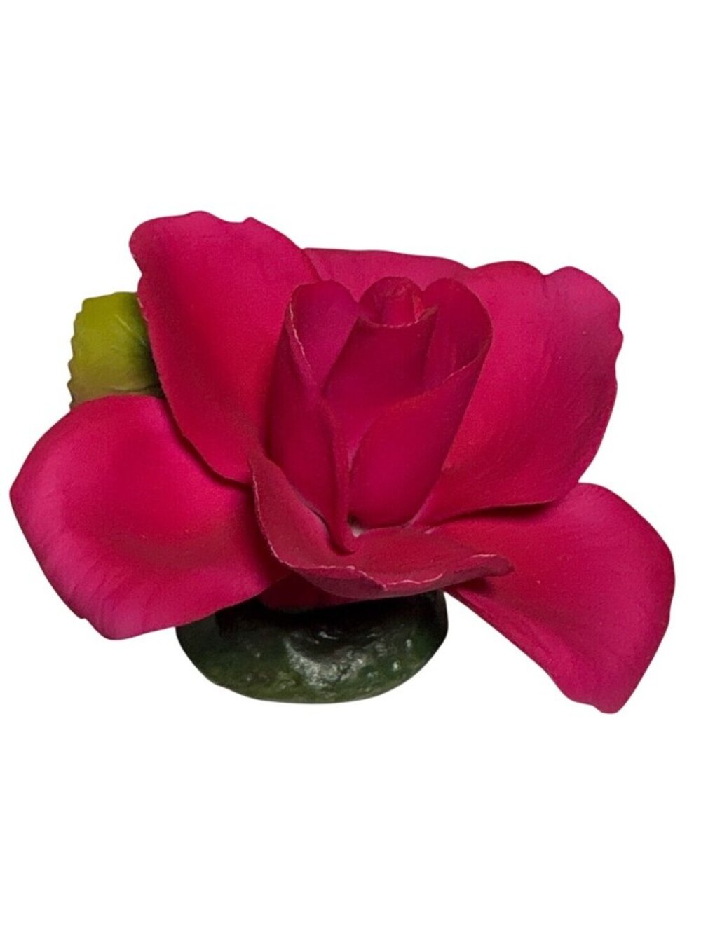 Capodimonte Napoleon Flower Fuscia Red Rose Fine Porcelain Italy 2.5 x 3"